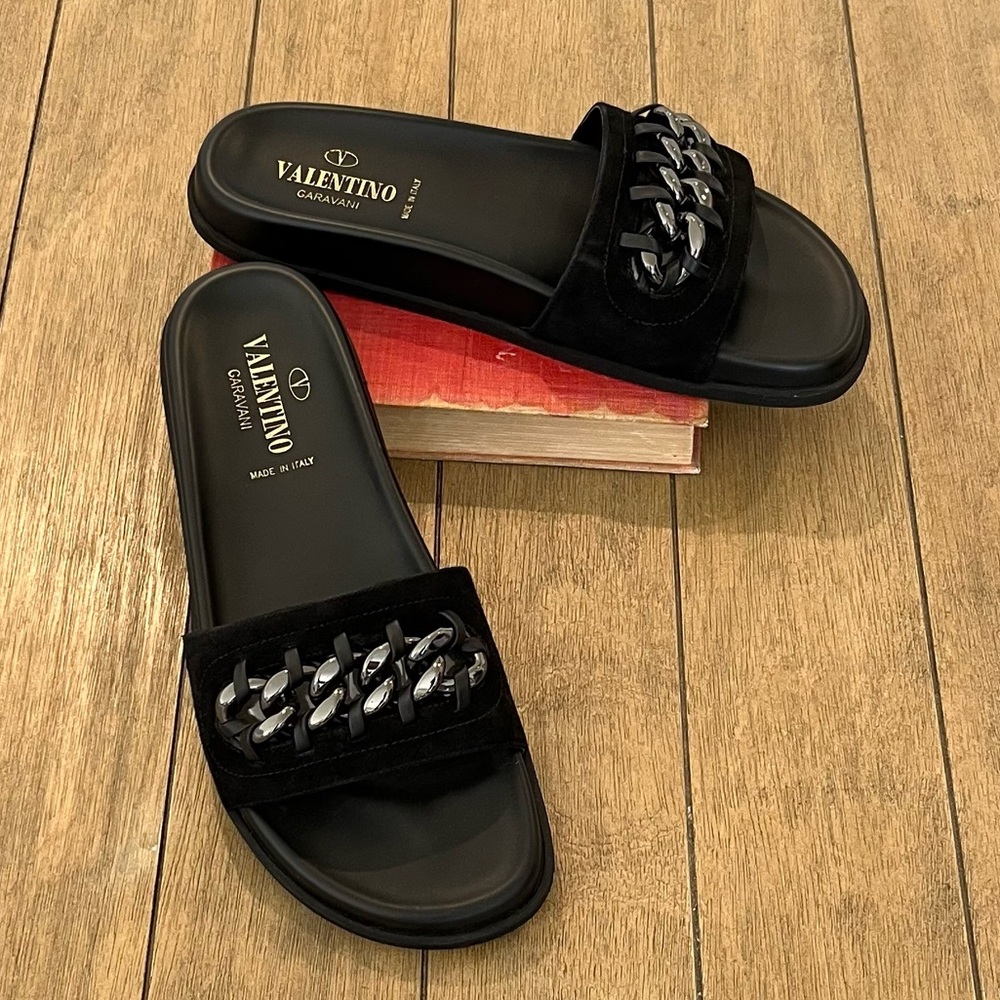 Valentino Suede Chain Sandals